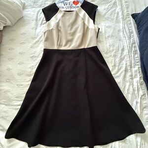 Classic Calvin Klein Black and Cream Business Dress